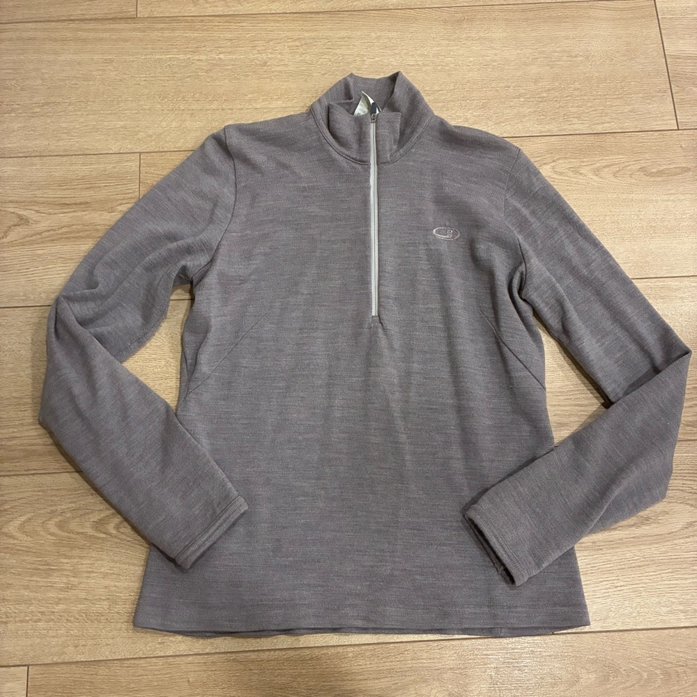 Icebreaker Women’s Purple Lavender Merino Wool Quarter Zip Sweater Size M